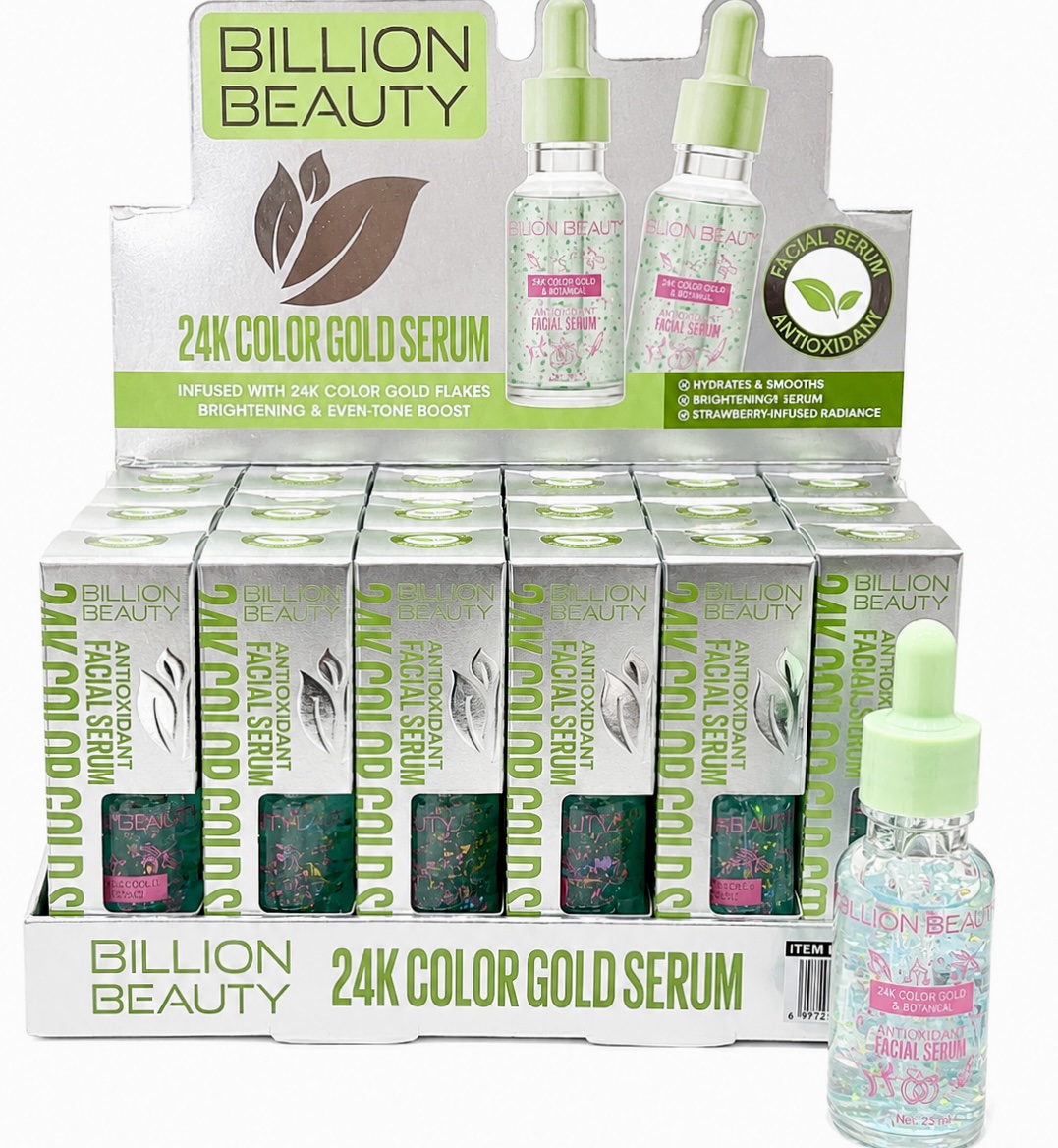 Serum facial 24k Color Gold hidratante extracto de Te verde 25ml Billion Beauty #B50036