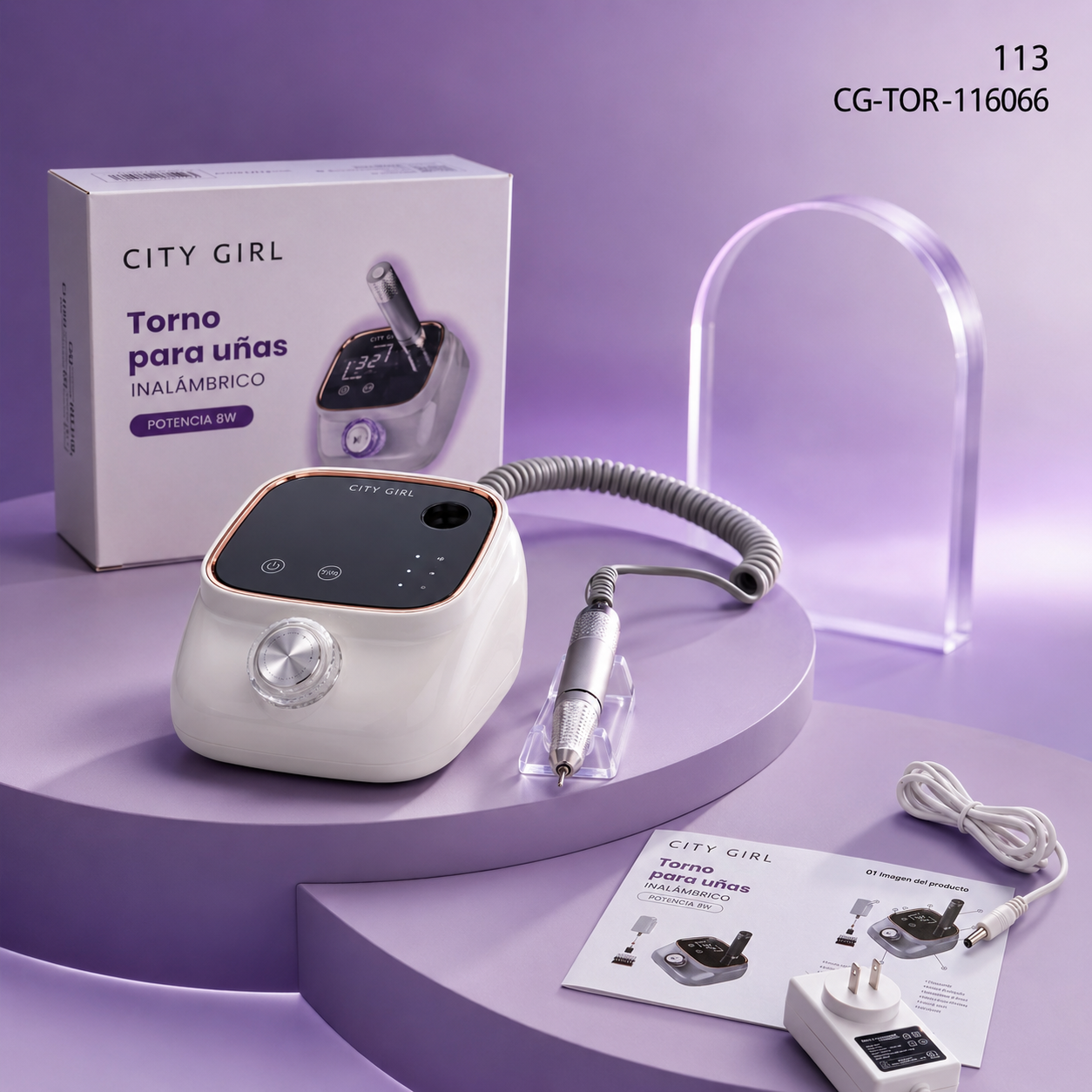 Torno para Uñas profesional City Girl 45000rpm 8w