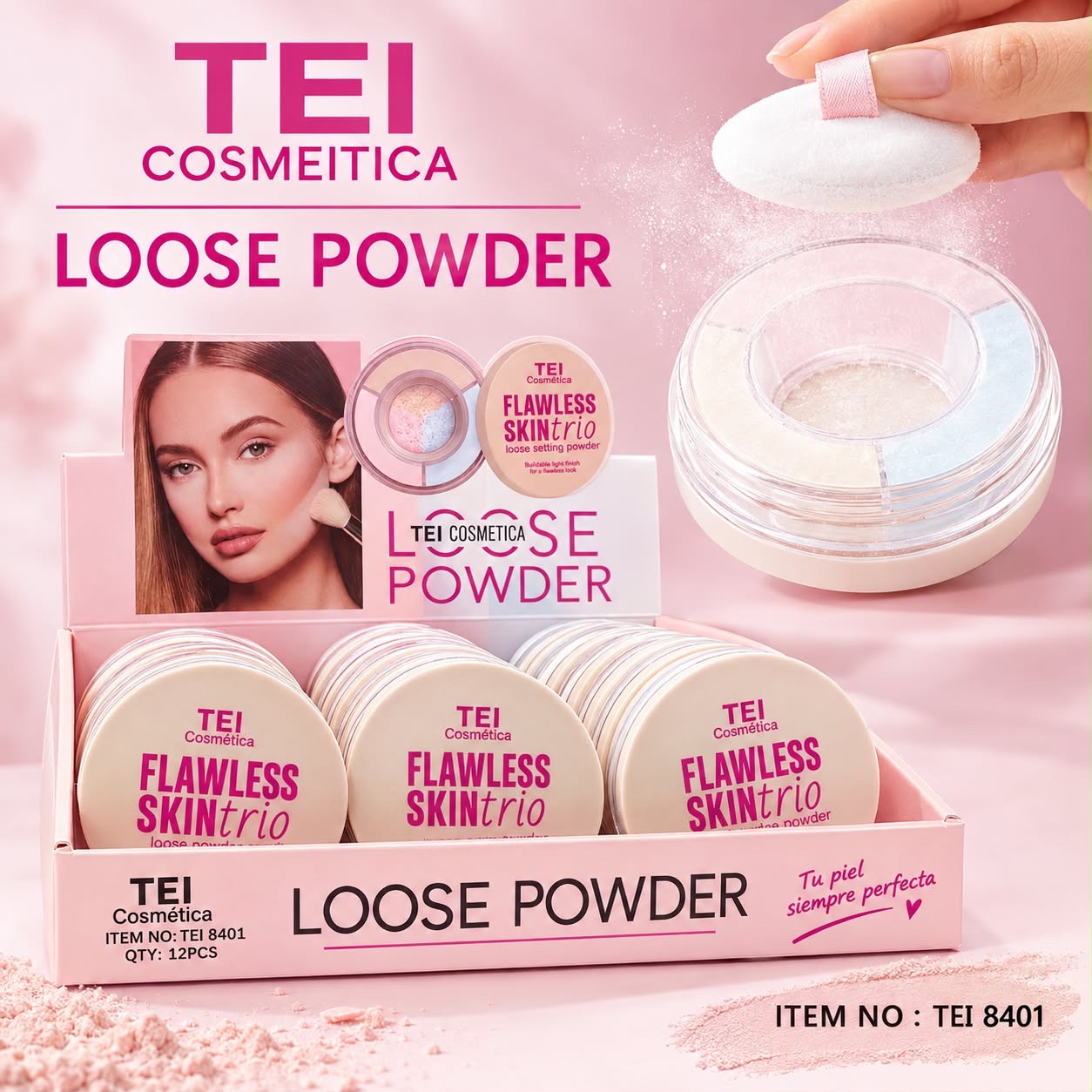 Polvo traslúcido Flawless Skintrio waterproof 10g Tei #TEI8401