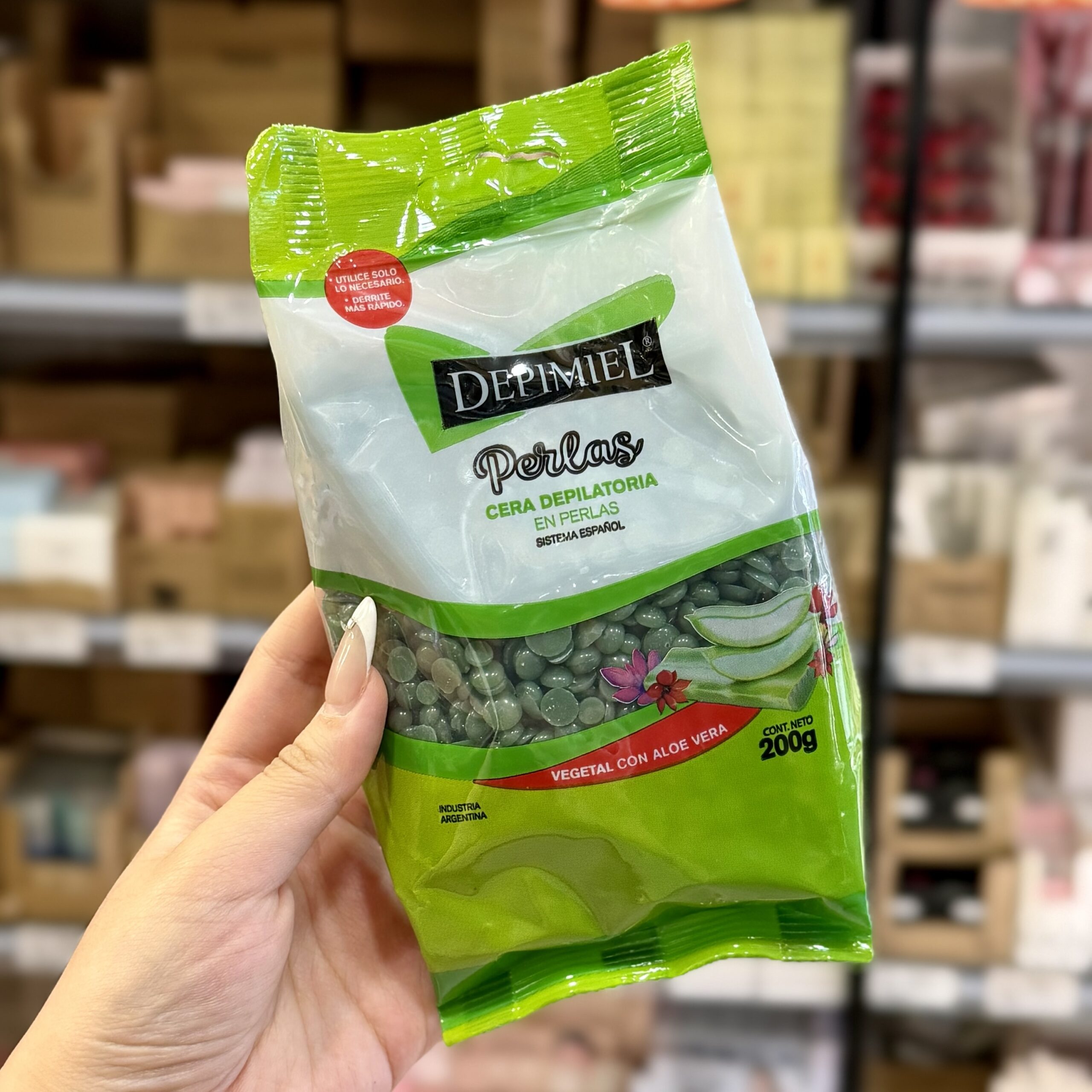 Cera Depilatoria en perlas Vegetal con aloe vera sistema español 200g Depimiel #001229