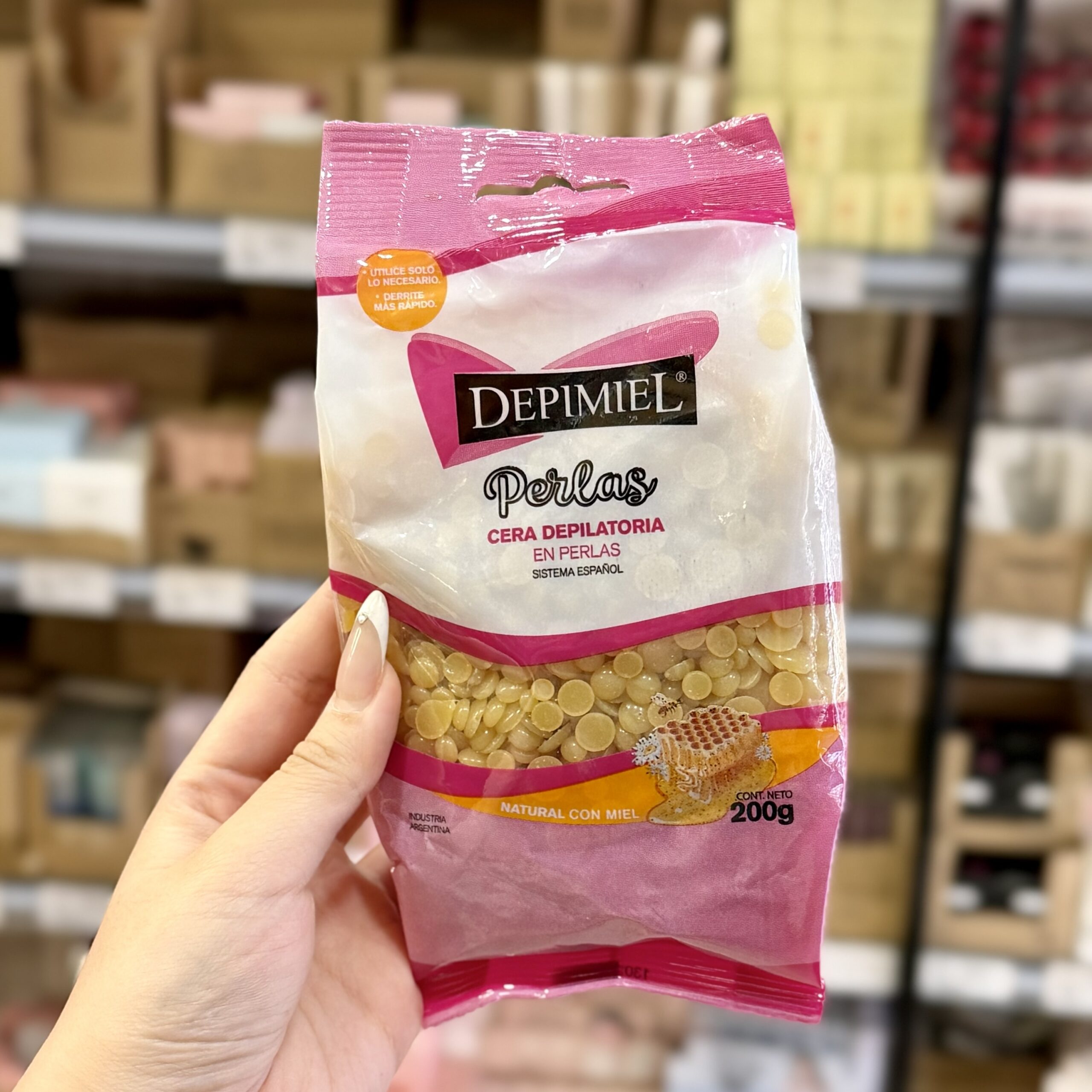 Cera Depilatoria en perlas Natural con miel sistema español 200g Depimiel #001120