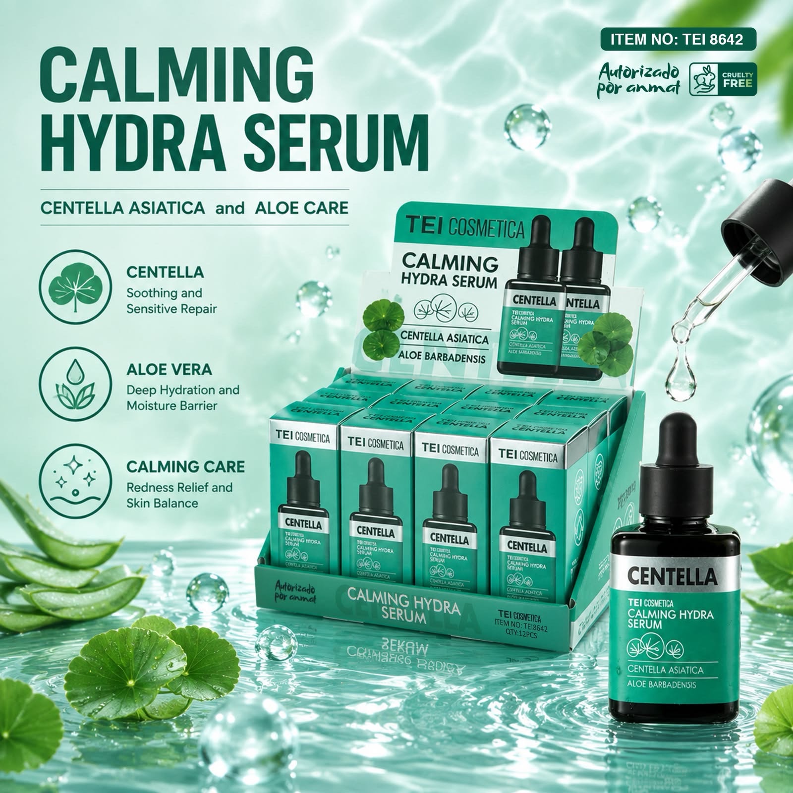 Serum facial con Centella asiatica calmante reparador Tei #TEI8642