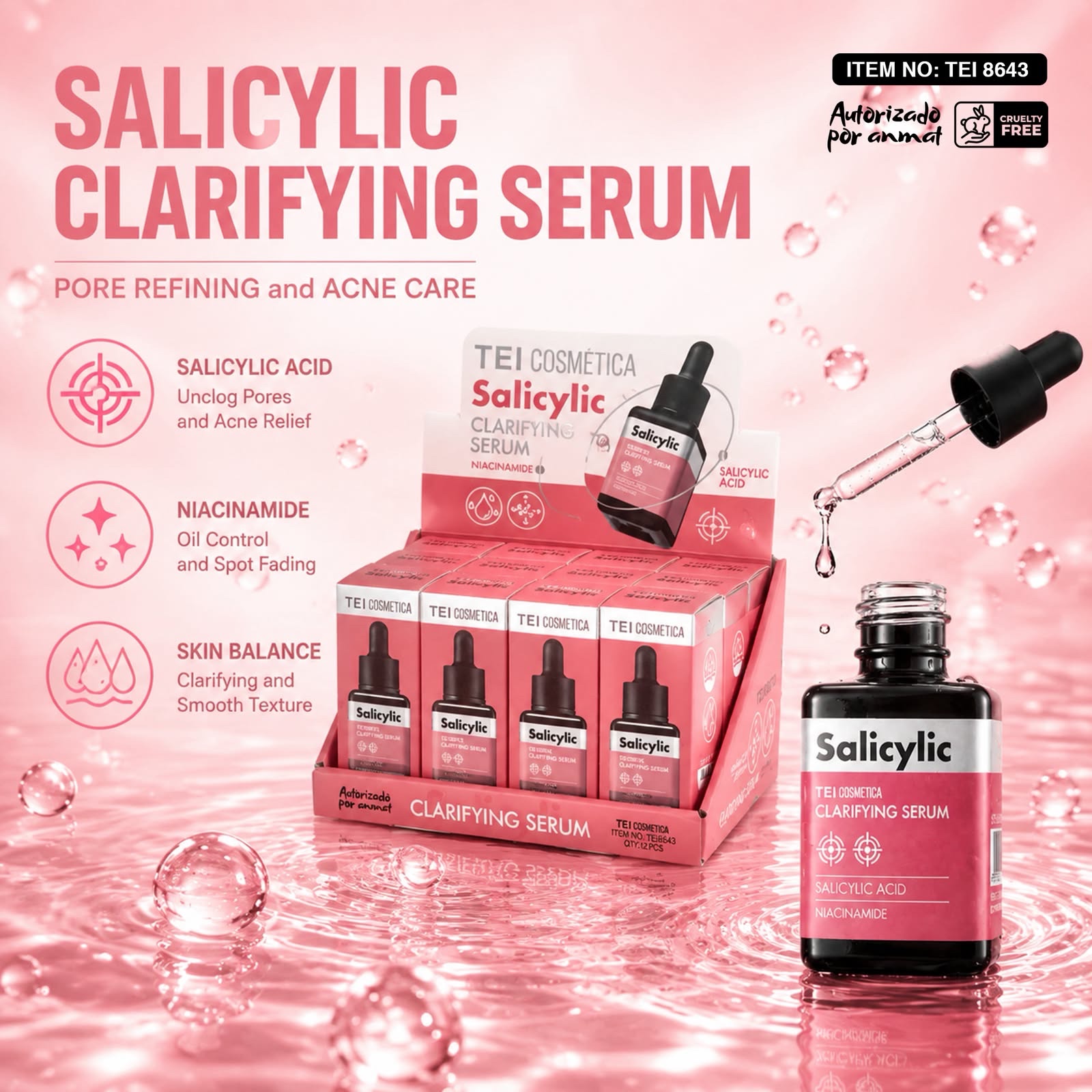 Serum facial con ácido salicilico anti acne Tei #TEI8643